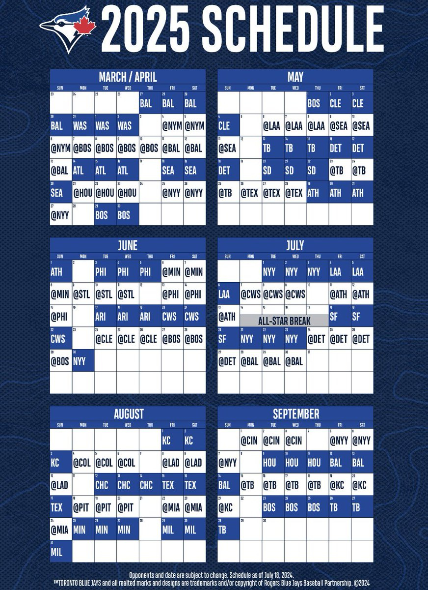 Ben Nicholson-Smith On X: &amp;quot;Here&amp;#039;S The Blue Jays&amp;#039; 2025 Schedule with MLB Toronto Blue Jays 2025 Calendar Printable