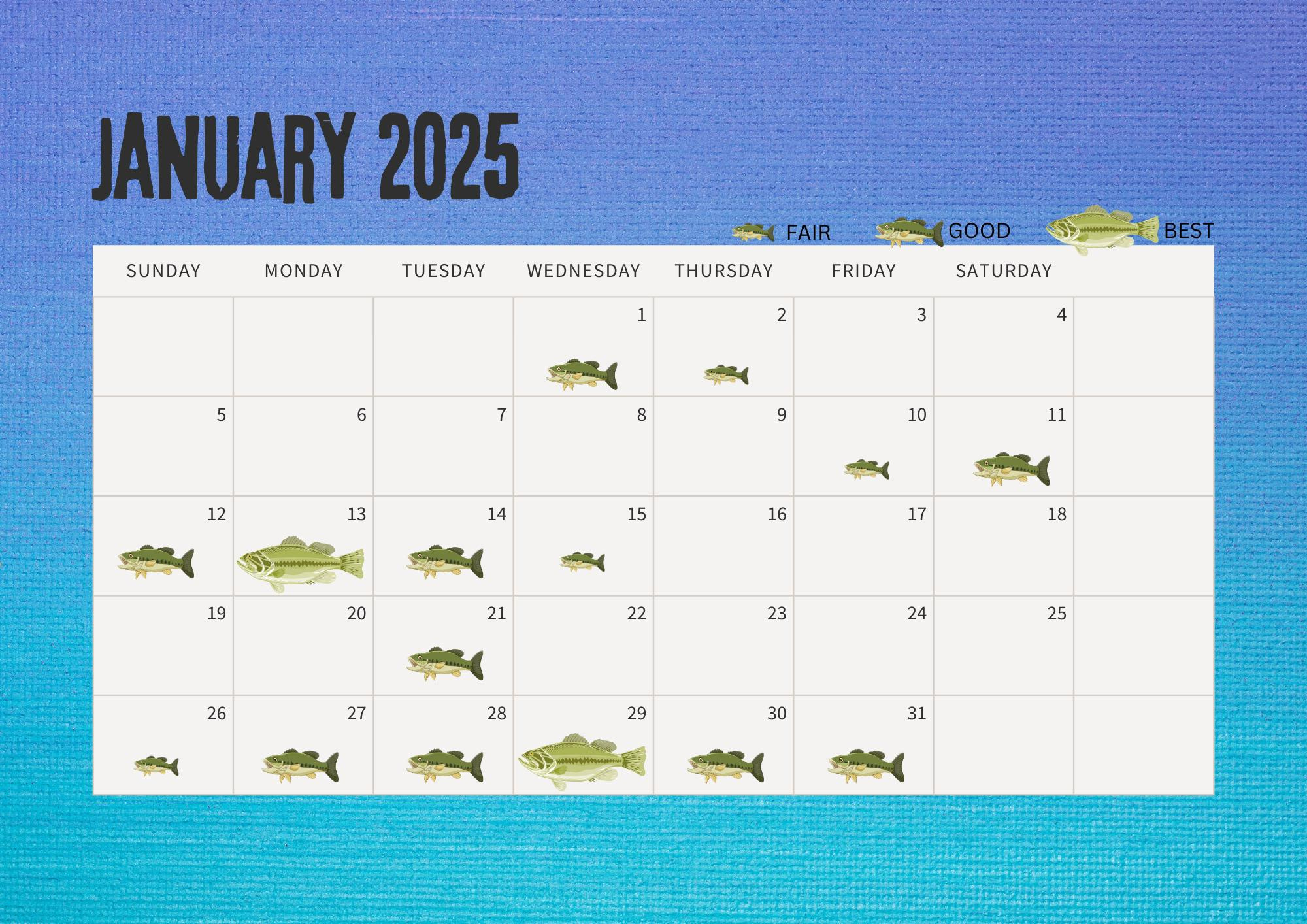 Best Fishing Days 2025 Calendar: Digital Download Only! - Etsy throughout Anglers 2025 Calendar Printable
