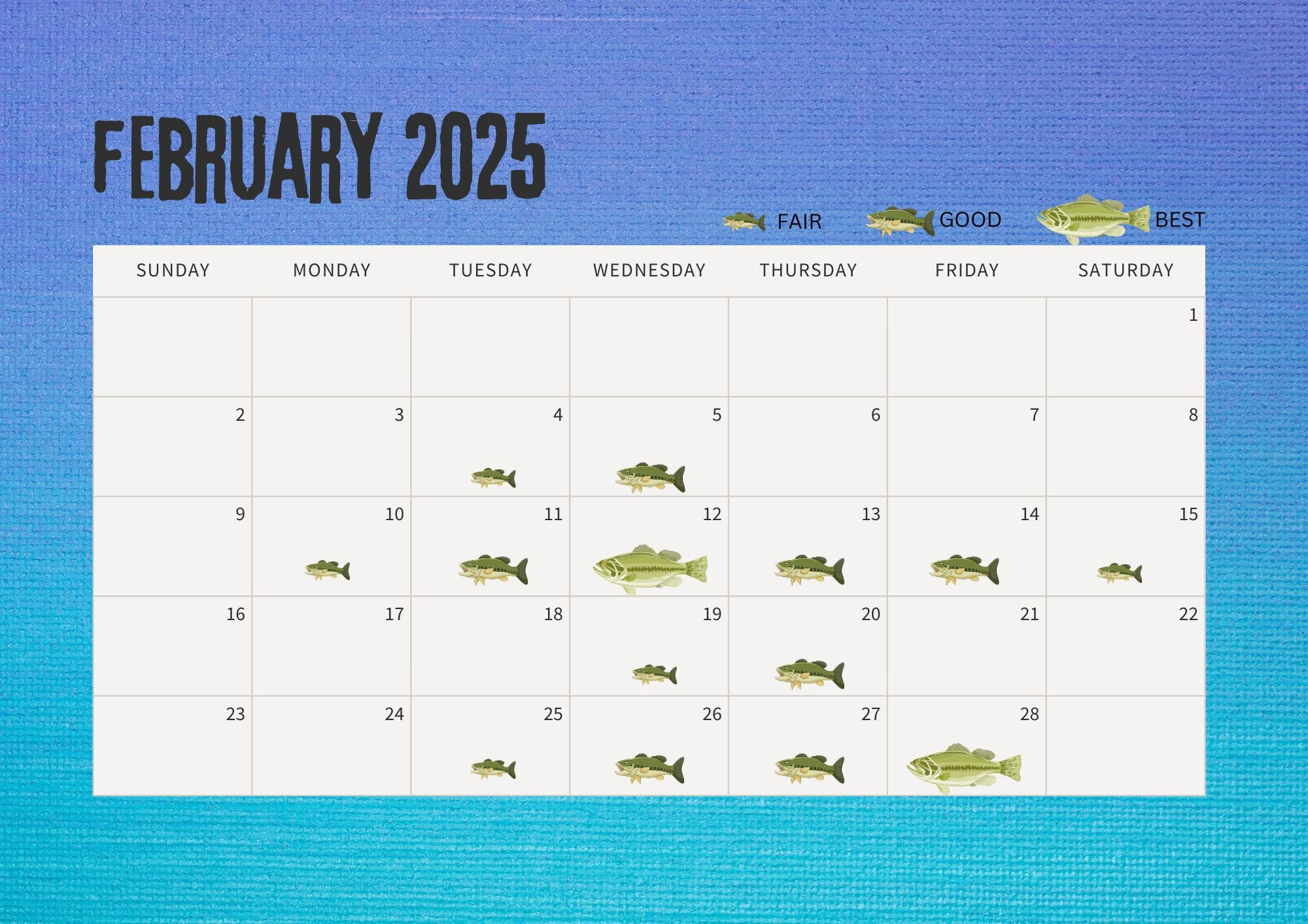 Best Fishing Days 2025 Calendar: Digital Download Only! - Etsy with What Fly Fishing Teaches Us 2025 Calendar Printable