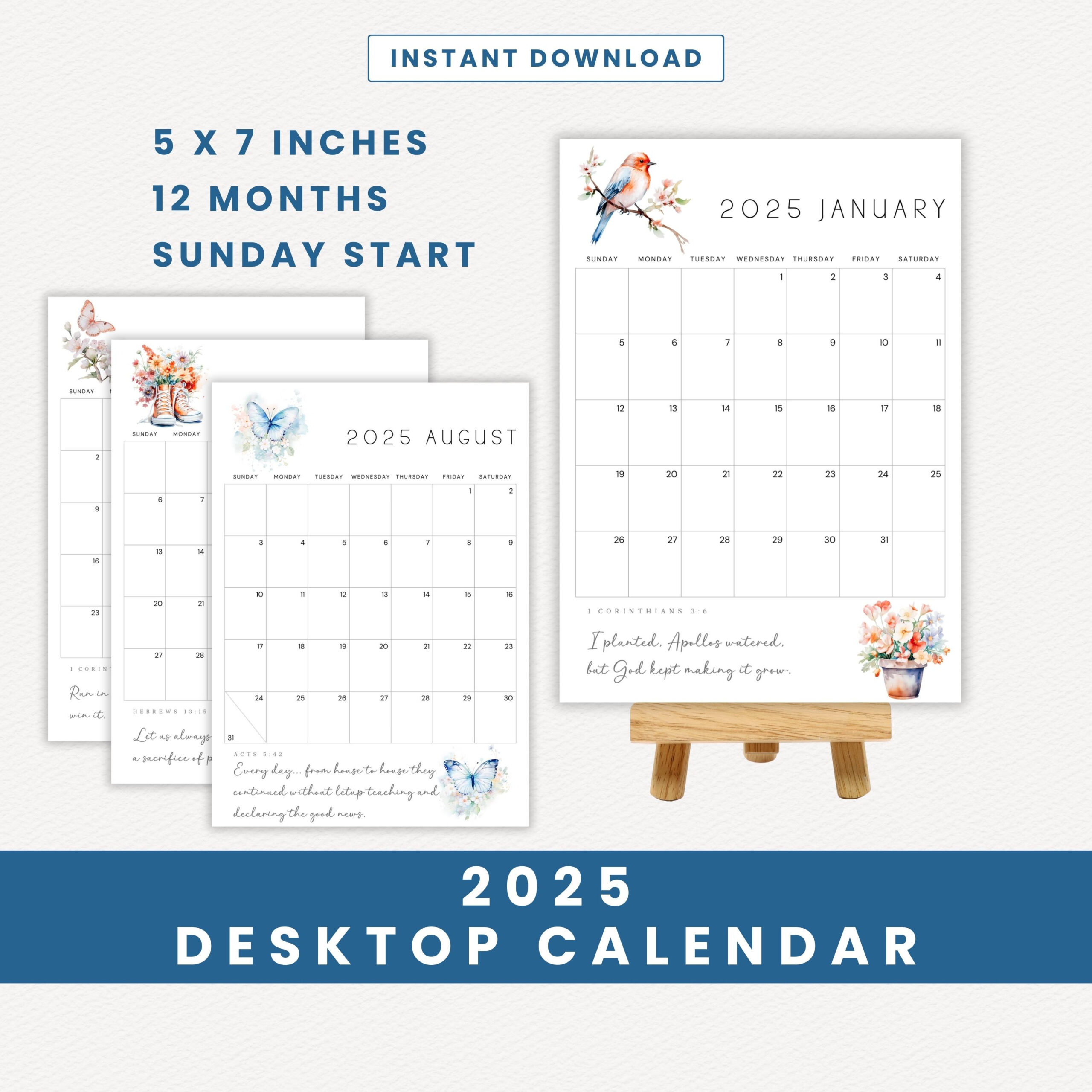 Bible Desk Calendar - Etsy Ireland for Gods Palette 2025 Calendar Printable