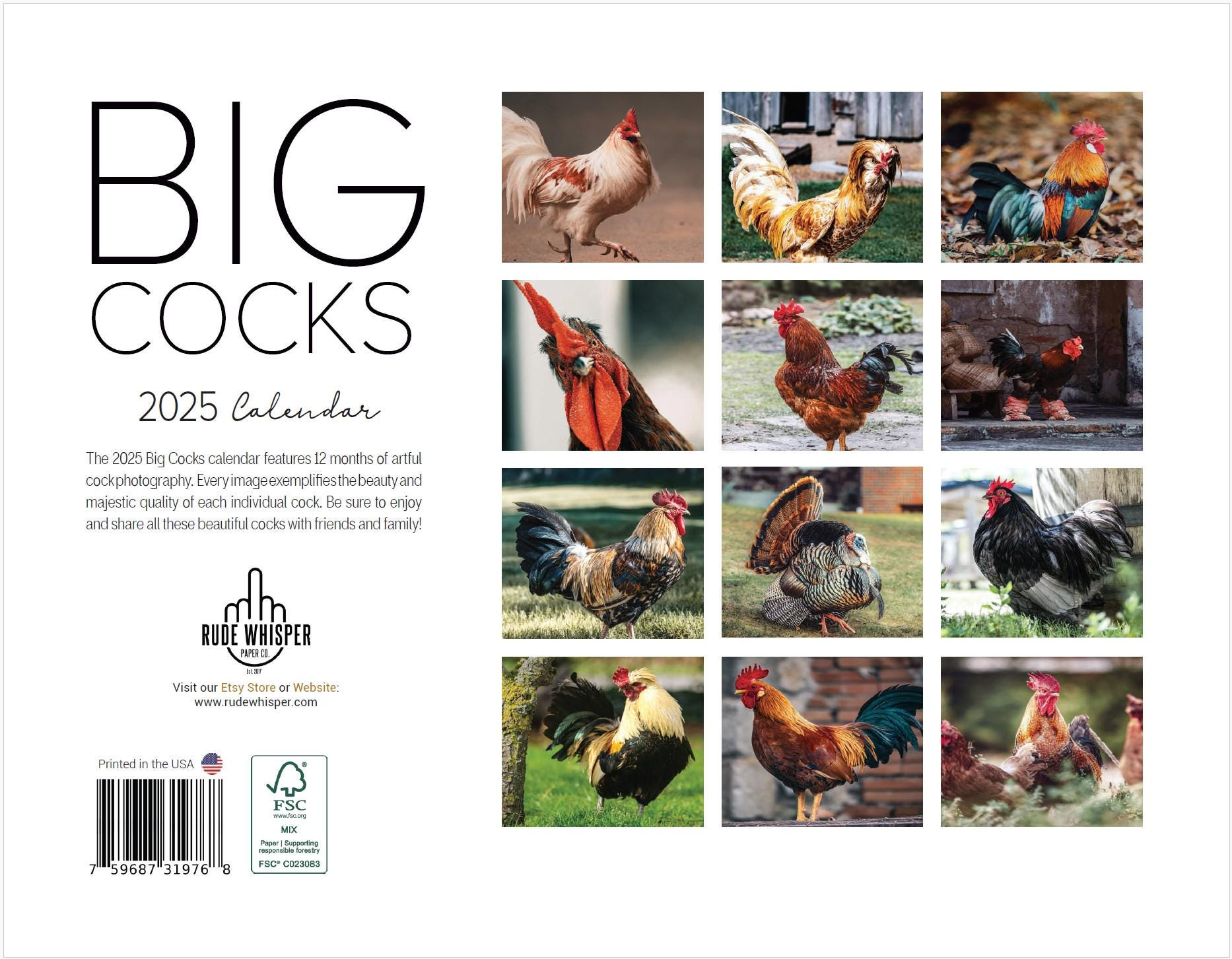 Big Cocks 2025 Wall Calendar - A Classy Collection Of Rooster intended for Roosters 2025 Calendar Printable