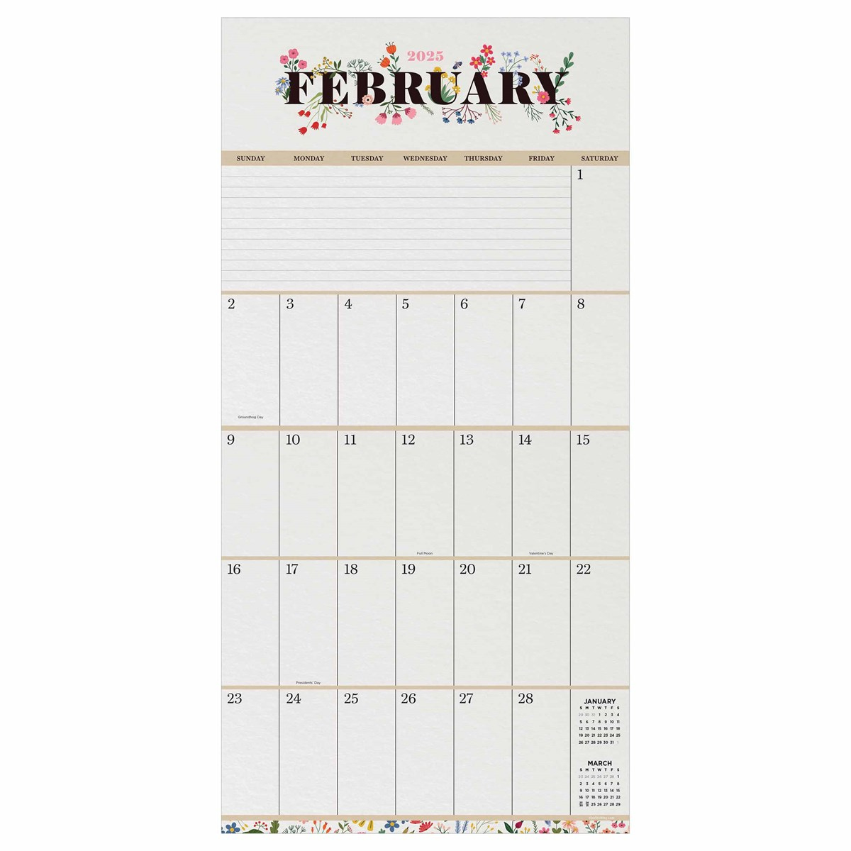Big Grid, Floral Calendar 2025 throughout Mammoth Grid 2025 Calendar Printable