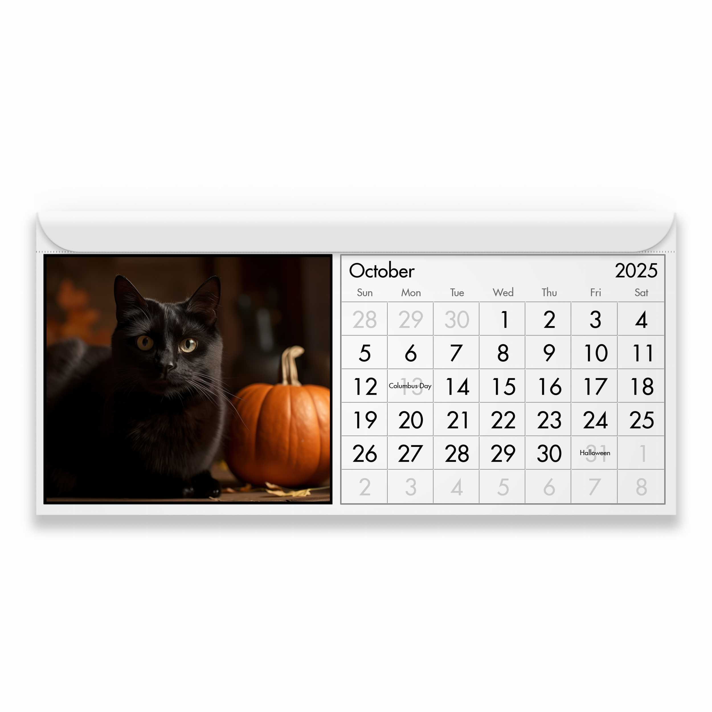 Black Cat 2025 Magnetic Calendar in Black Kitties 2025 Calendar Printable