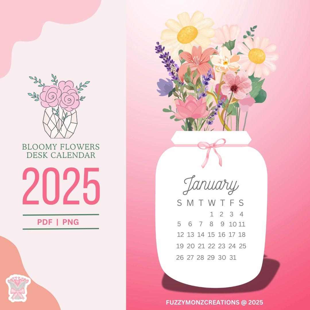 Bloomy Flowers Desk Calendar - Etsy with regard to Flower Studies 2025 Easel Calendar Printable