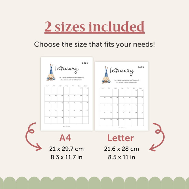 Book Nerd 2025 Calendar Printable