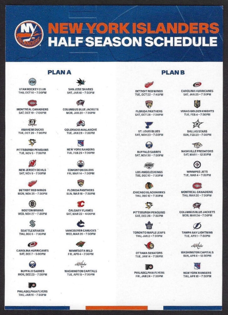 NHL New York Islanders 2025 Calendar Printable