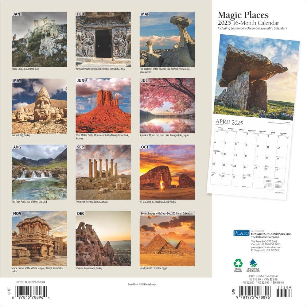 Browntrout, Magic Placesplato 2025 Foil Wall Calendar throughout Magic Places By Plato 2025 Foil Calendar Printable