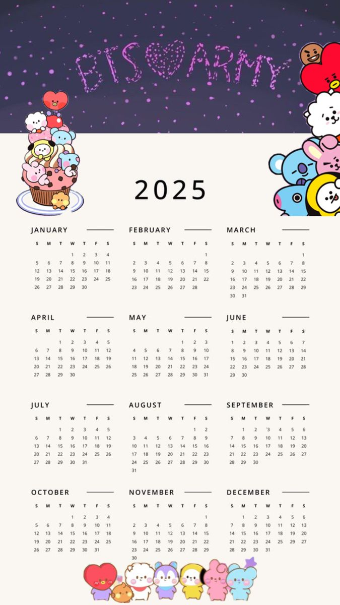 Bts 2025 Calendar Printable intended for Bts 2025 Calendar Printable