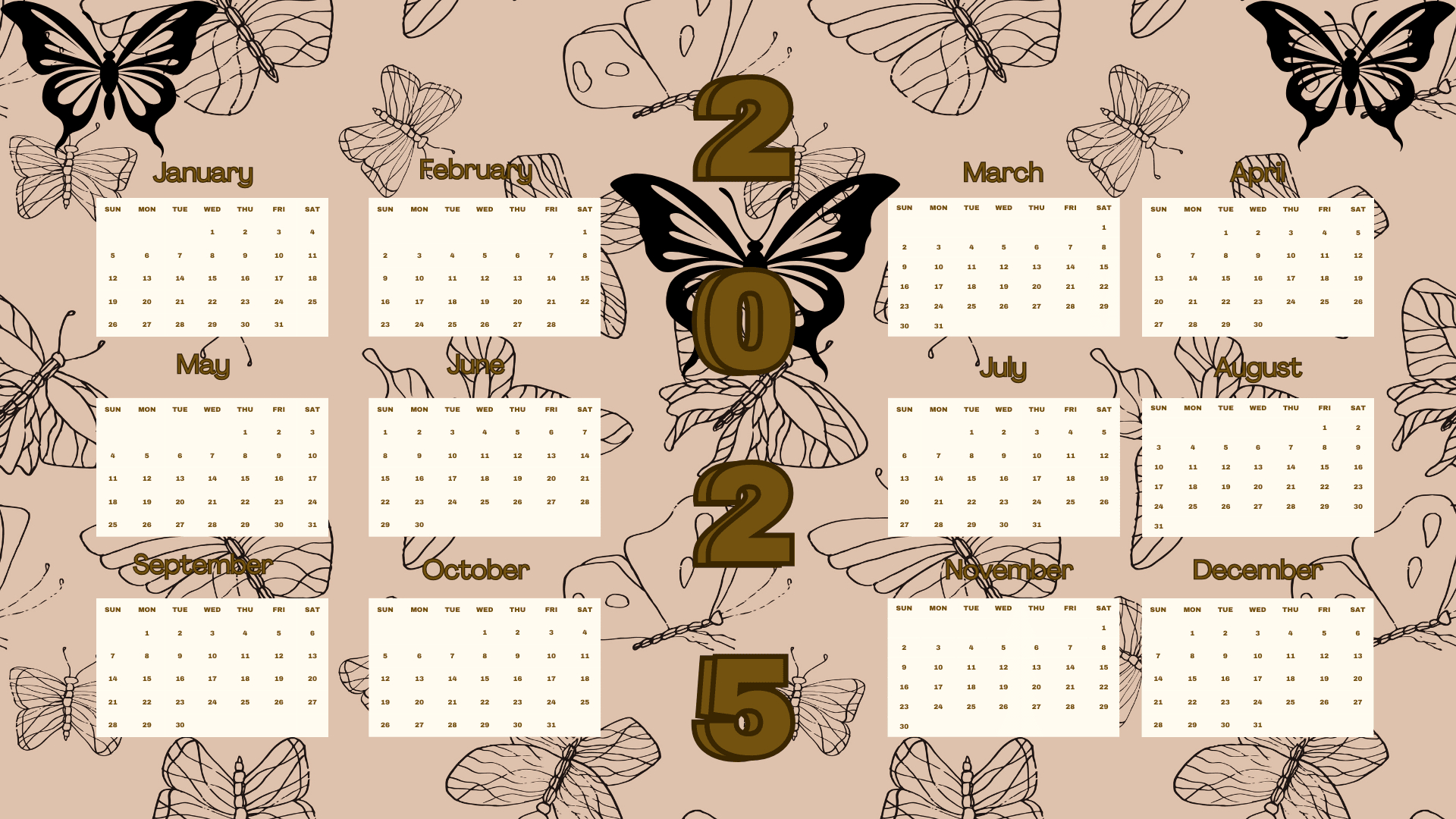 Butterfly Calendar 2025Reliza12 - Raket.ph in Butterflies 2025 Calendar Printable