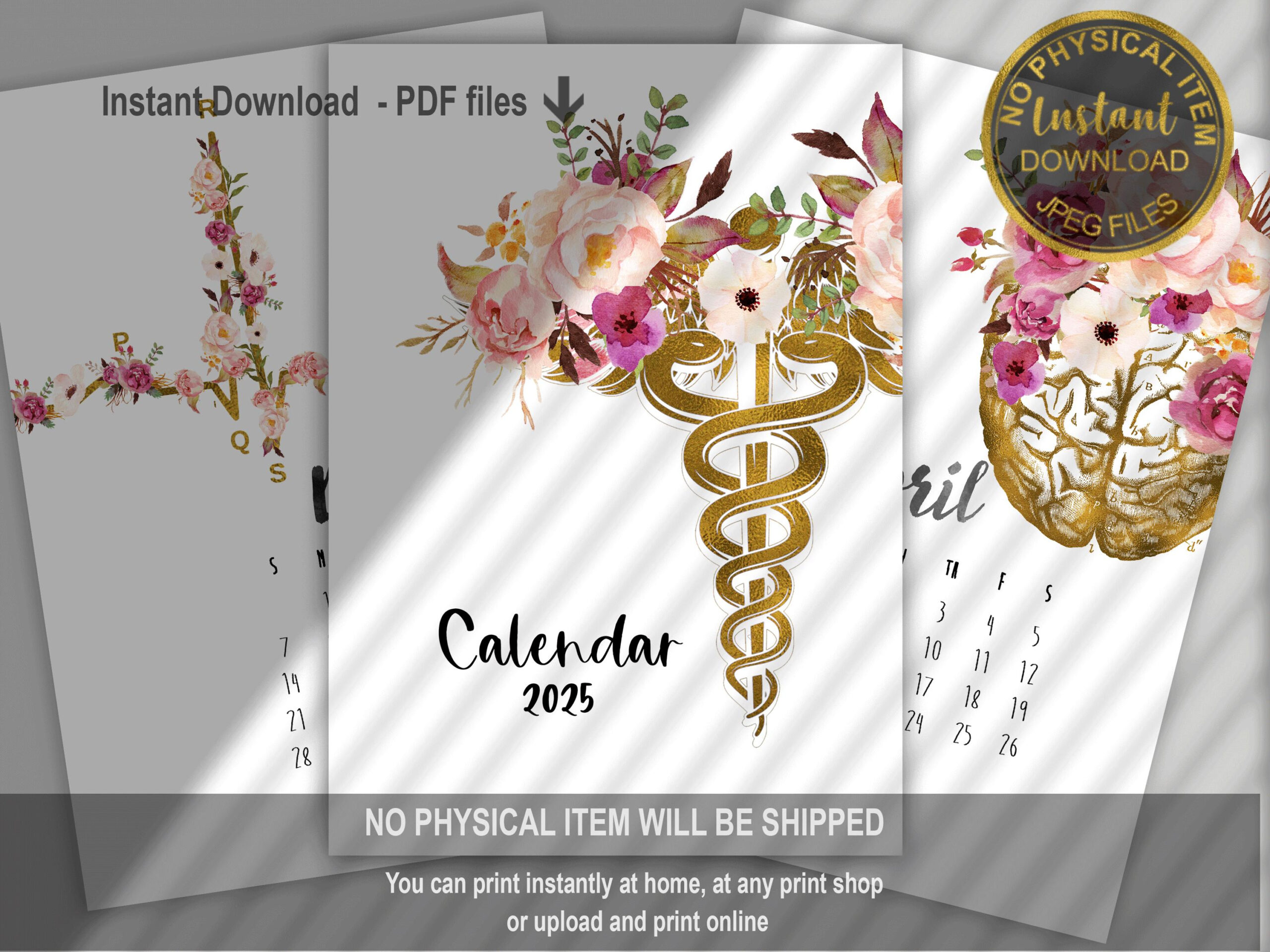 Buy Medical 2025 Printable Calendar | Monthly Anatomy-Themed for Doctors 2025 Calendar Printable
