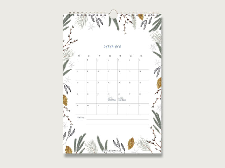 Botanical Year 2025 Calendar Printable
