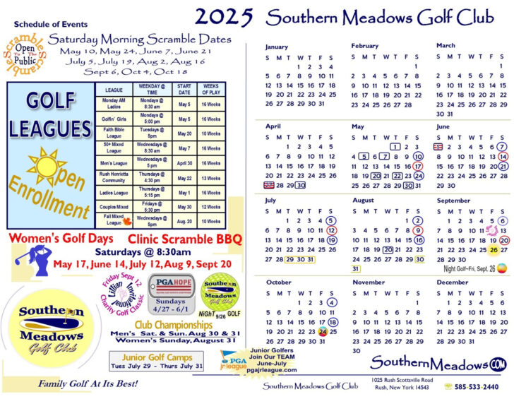 Golf Courses 2025 Calendar Printable