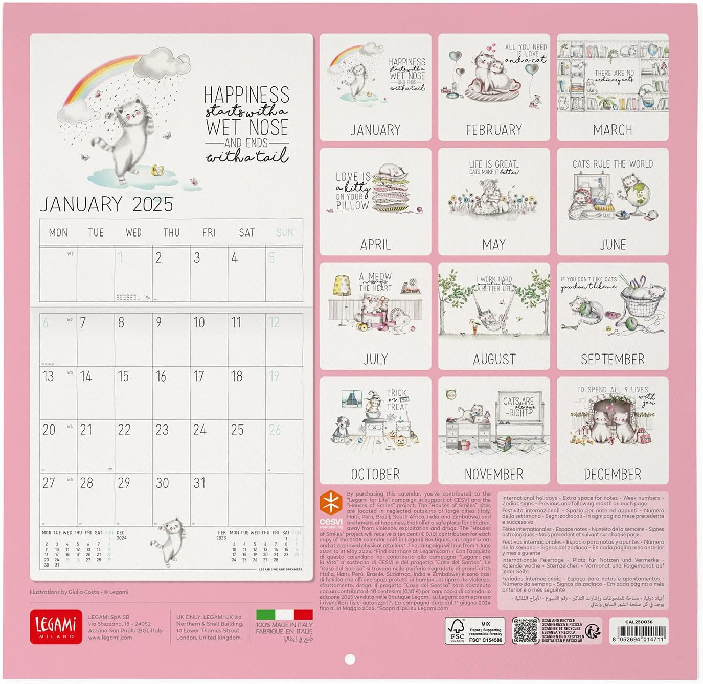 Calendar 2025 - Life Is Better With Cats - Legami for Cats Life 2025 Calendar Printable