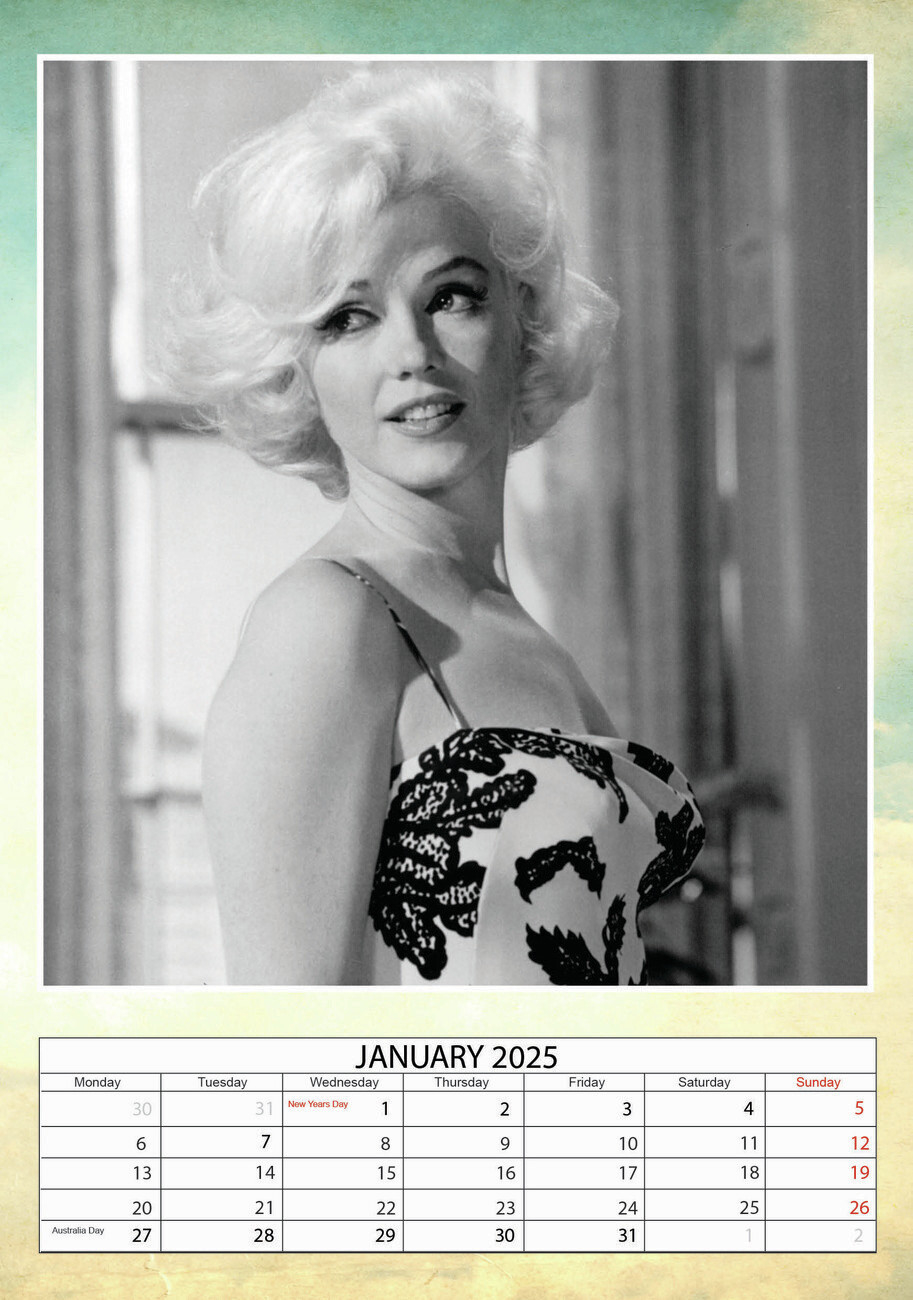 Calendar 2025 Marilyn Monroe intended for Marilyn Monroe 2025 Calendar Printable