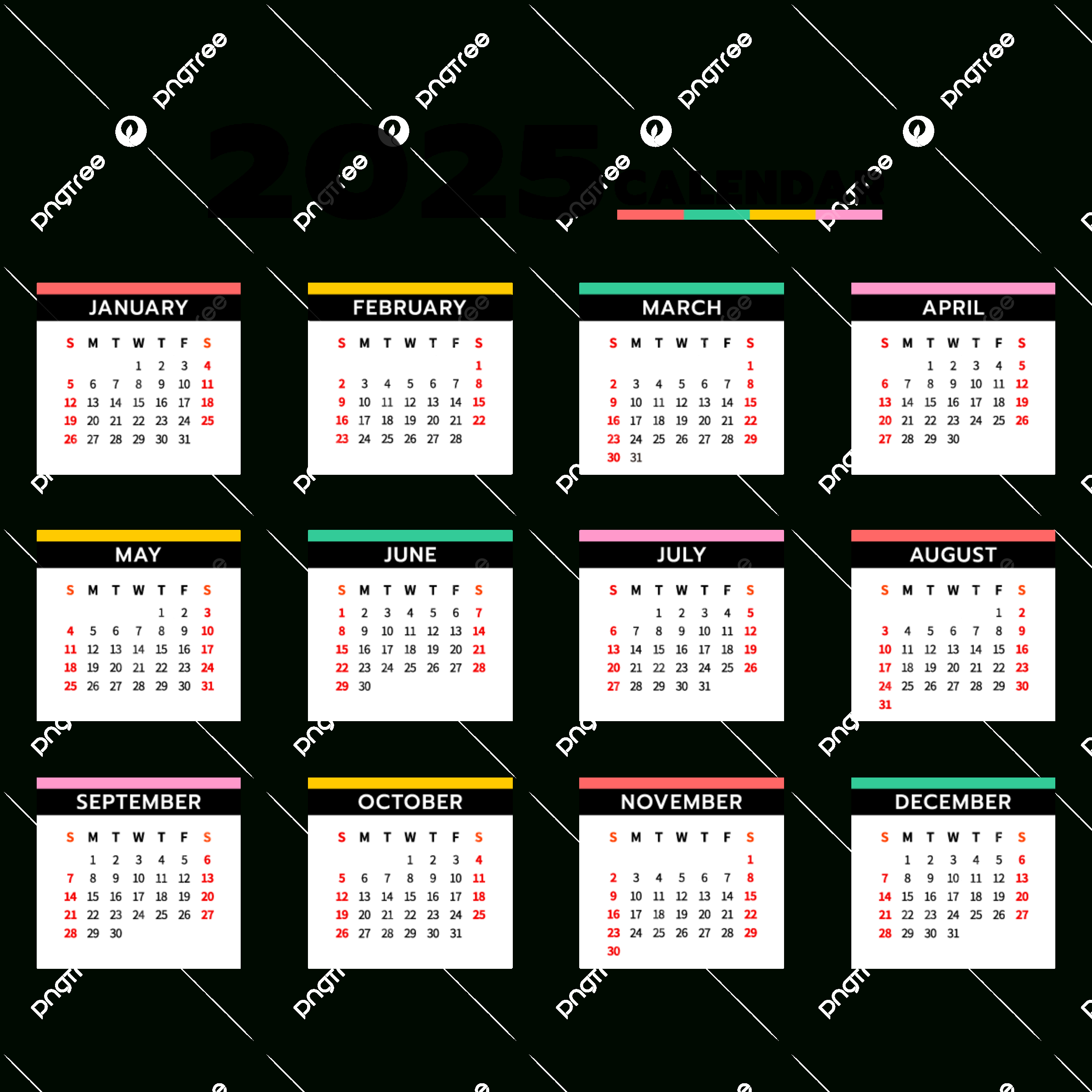 Calendar 2025 New Year Colorful Annual Calendar Template Vector within Street Art Square 2025 Calendar Printable