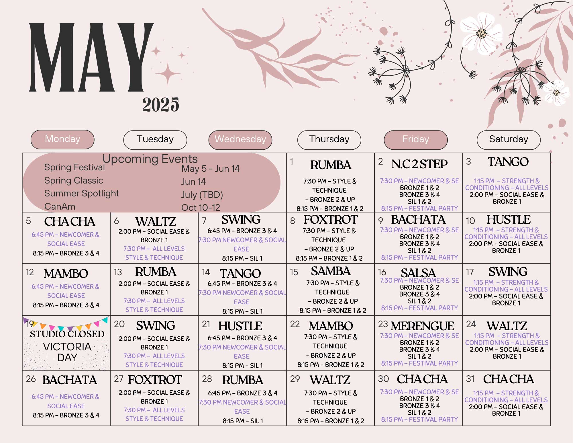Calendar | Dance Lessons For Adults | Arthur Murray Dance Studio inside Arthur 2025 Calendar Printable