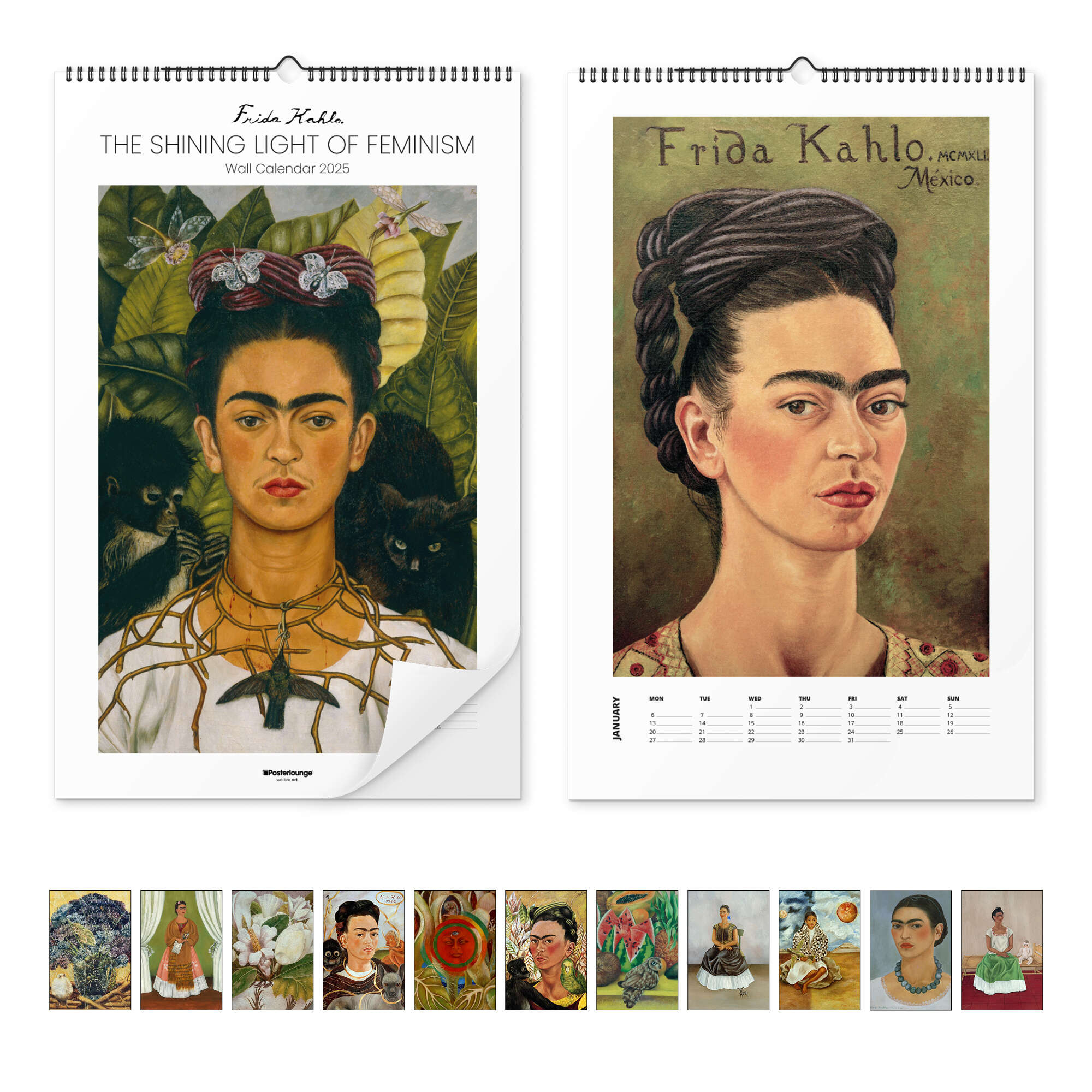 Calendar Frida Kahlo Art Calendar 2025 | Posterlounge for Frida Kahlo 2025 Calendar Printable