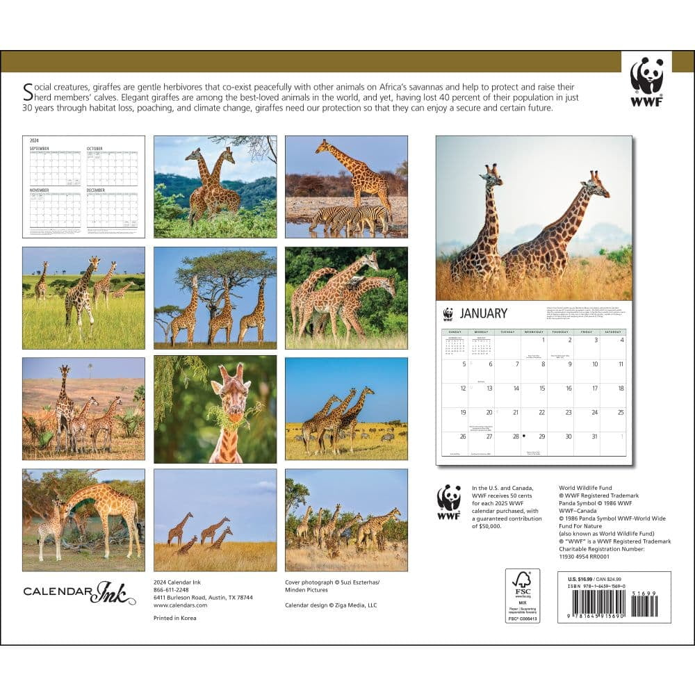 Calendar Ink, Giraffes Wwf 2025 Wall Calendar pertaining to Apex Predators Wwf 2025 Calendar Printable