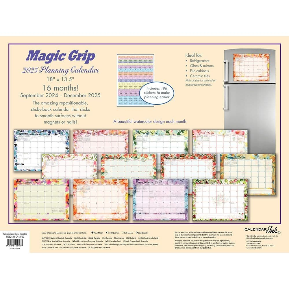 Calendar Ink, Super Jumbo Magic Grip 2025 Wall Calendar | Ebay with North Dakota Horizons 2025 Calendar Printable
