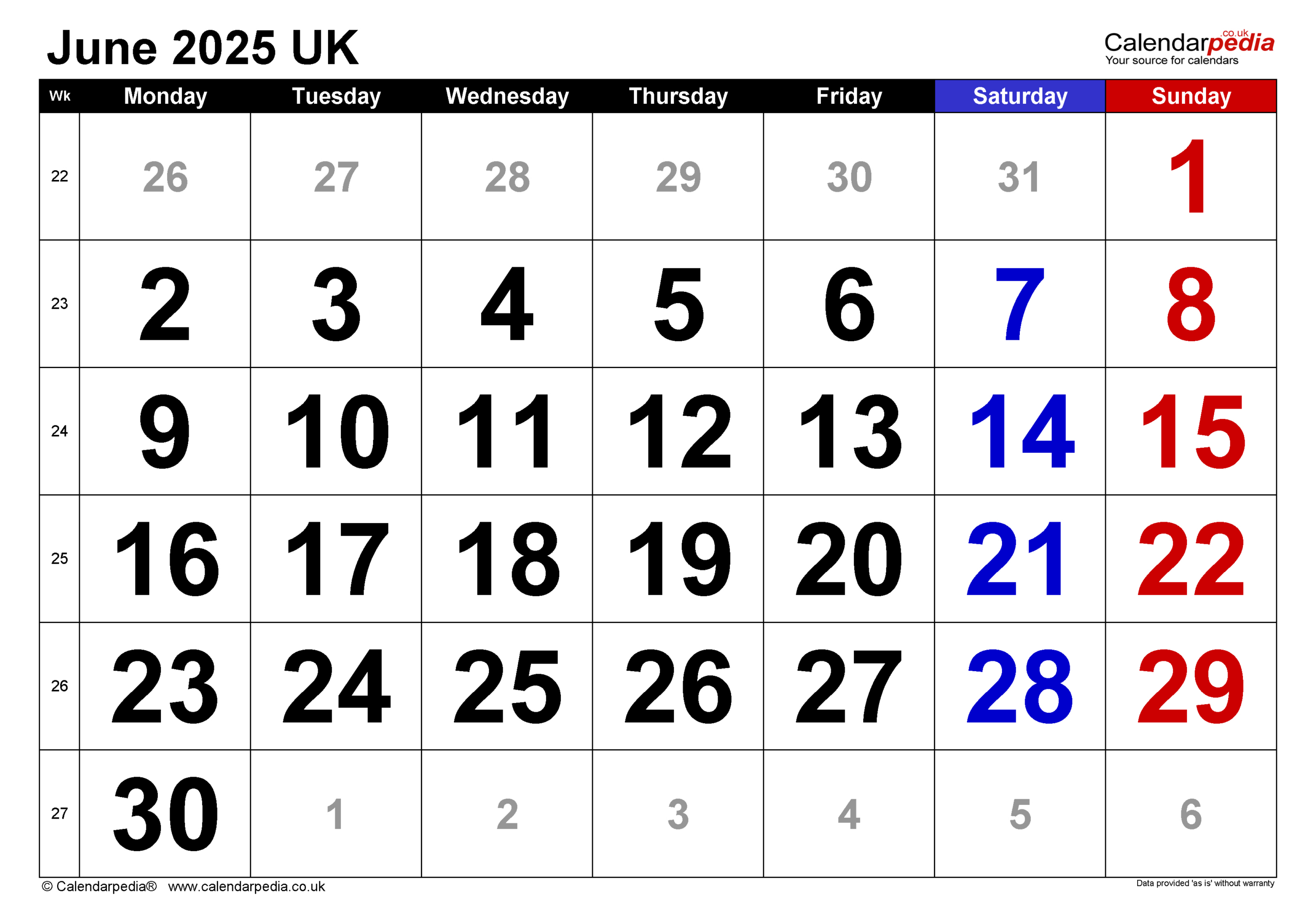 Calendar June 2025 Uk With Pdf, Excel And Word Templates inside Google Calendar June 2025