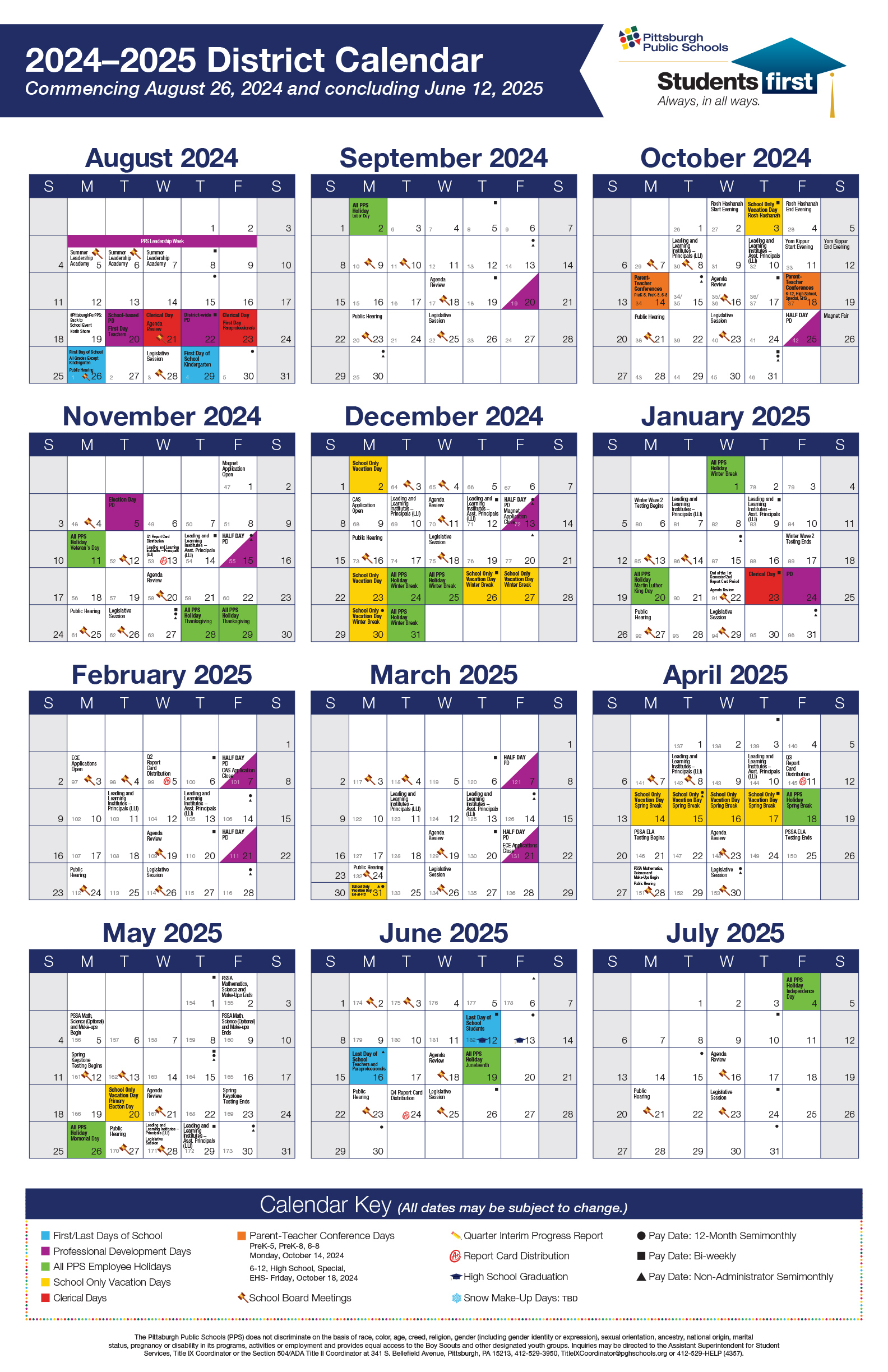 Calendar – Pittsburgh Colfax K-8 Parent Teacher Organization within Pittsburgh 2025 Calendar Printable
