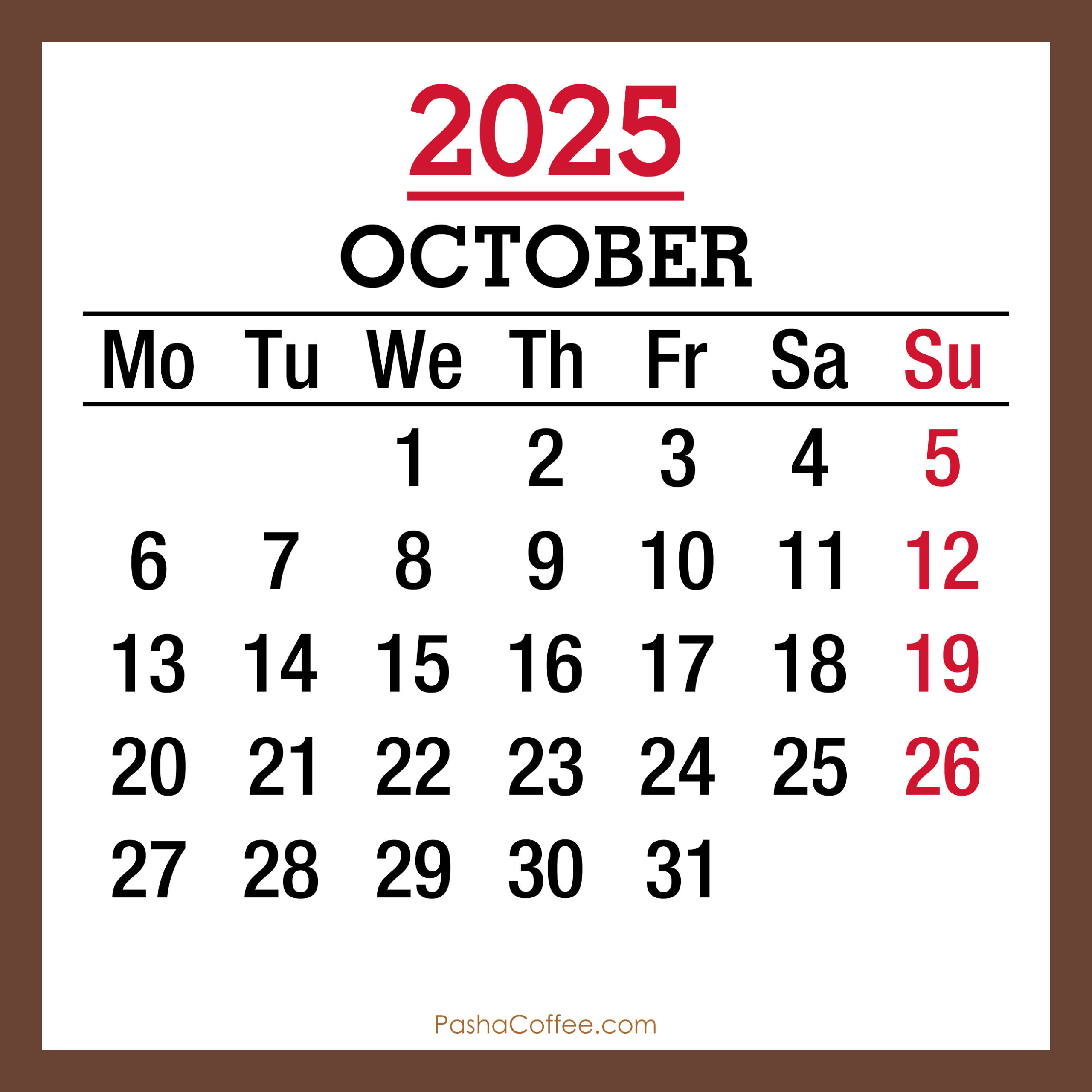 Calendars – Pashacoffee with Coffee Special Value 2025 Calendar Printable