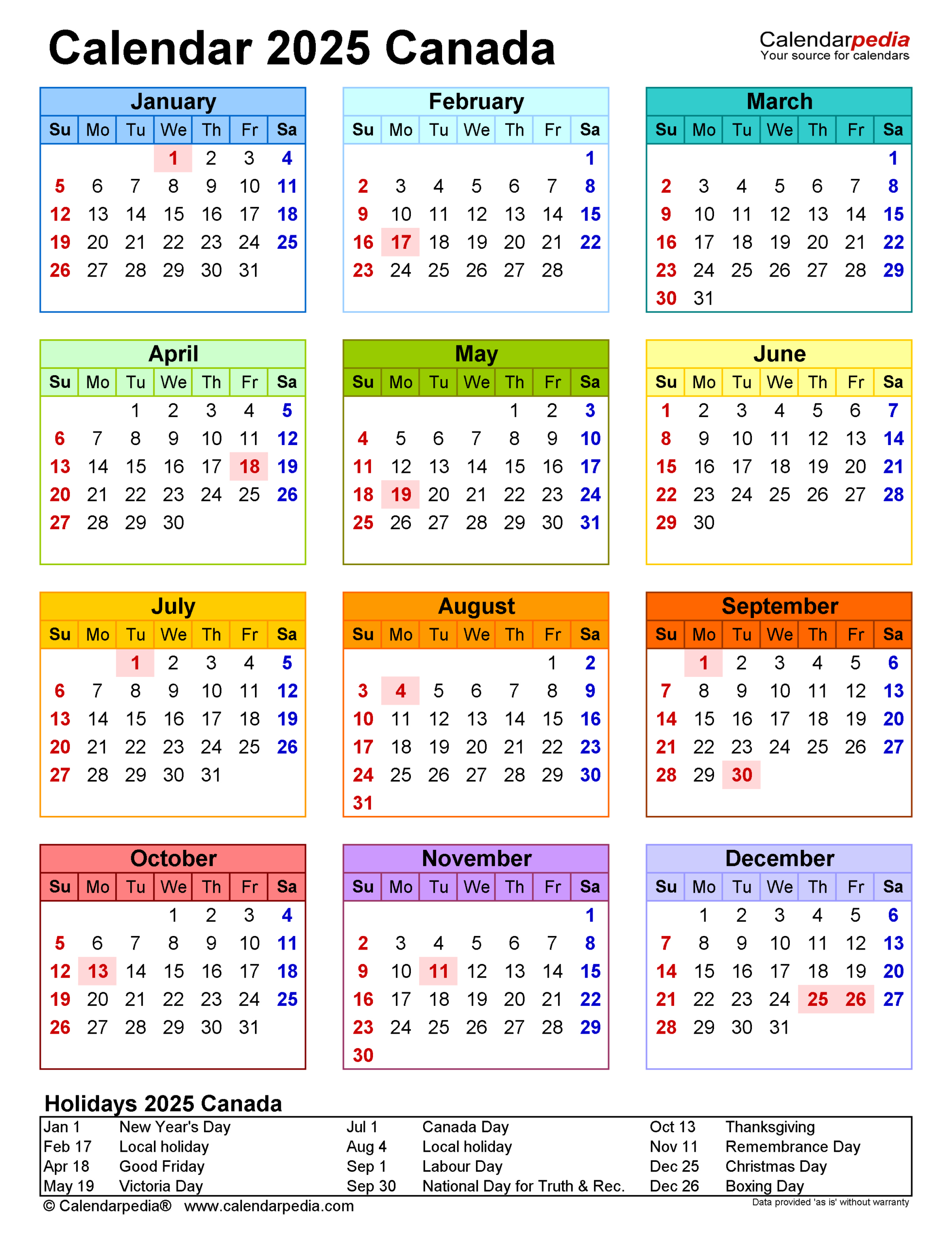 Canada Calendar 2025 - Free Printable Pdf Templates for Quebec 2025 Calendar Printable