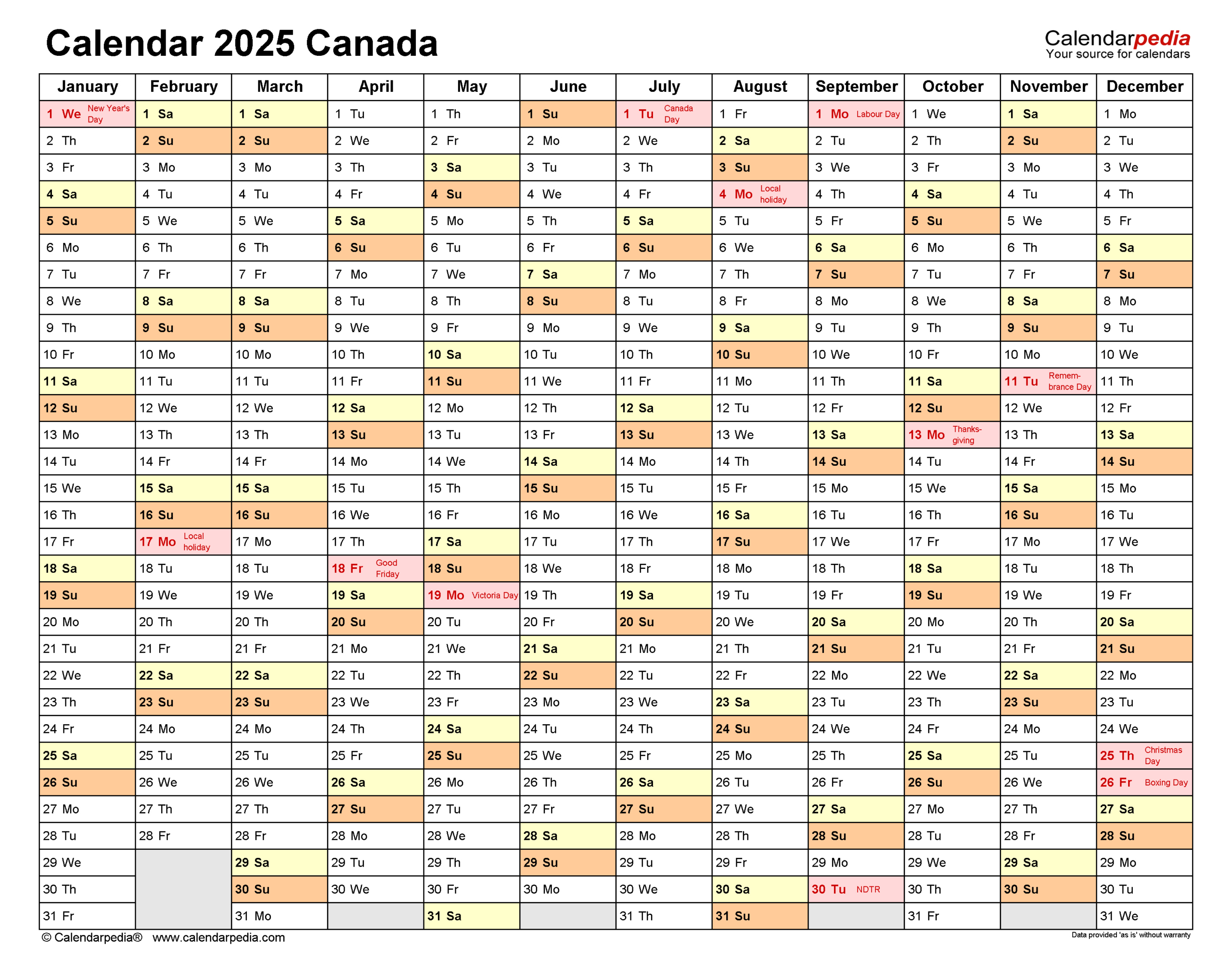 Canada Calendar 2025 - Free Printable Pdf Templates within Quebec 2025 Calendar Printable