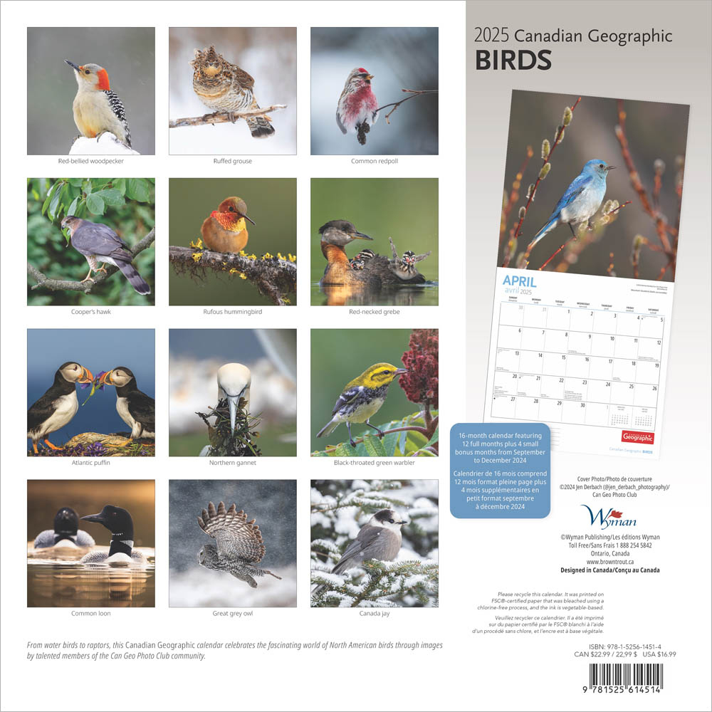 Canadian Geographic Birds Official | 2025 12 X 24 Inch Monthly with regard to Canadian Geographic Oiseaux 2025 Calendar Printable