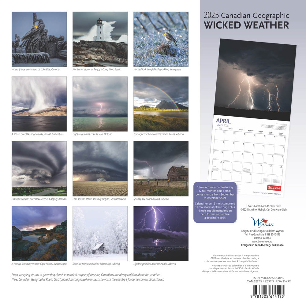 Canadian Geographic Wicked Weather Official | 2025 12 X 24 Inch with Canadian Geographic Wild Weather 2025 Calendar Printable