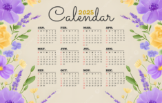 Cartoon Illustration Flowers Plant Leaves 2025 New Year Calendar pertaining to Flowers 2025 Easel Calendar  Printable