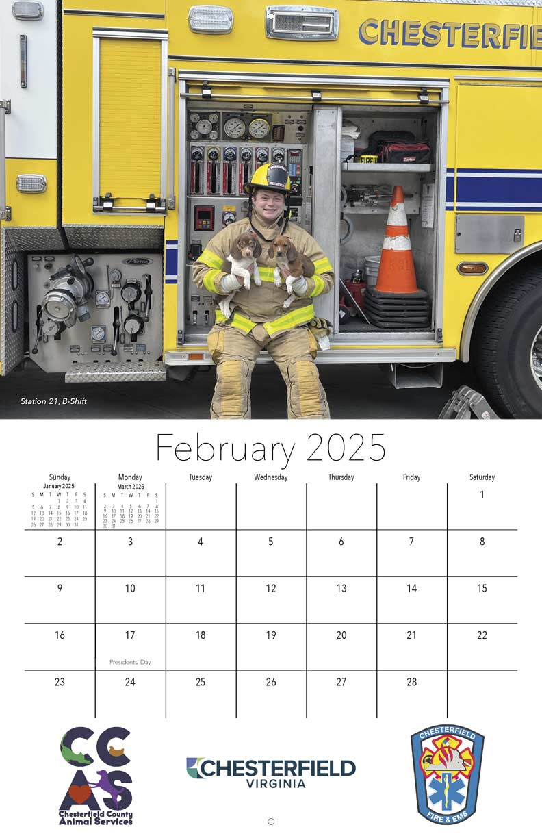 Chesterfield County Fire Ems And Animal Services 2025 Calendar intended for Firefighters 2025 Calendar Printable