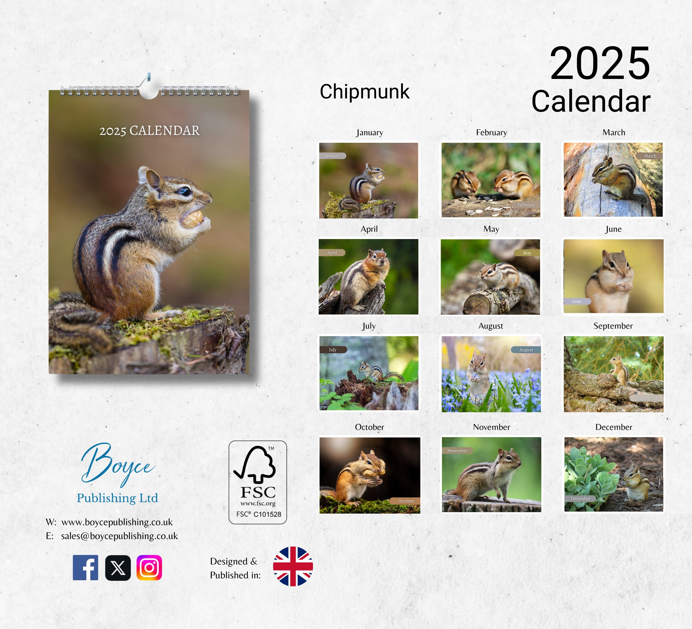 Chipmunk Calendar 2025: Monthly Wall Calendar With Notes, Hanging in Chipmunks Gone Nuts 2025 Calendar Printable