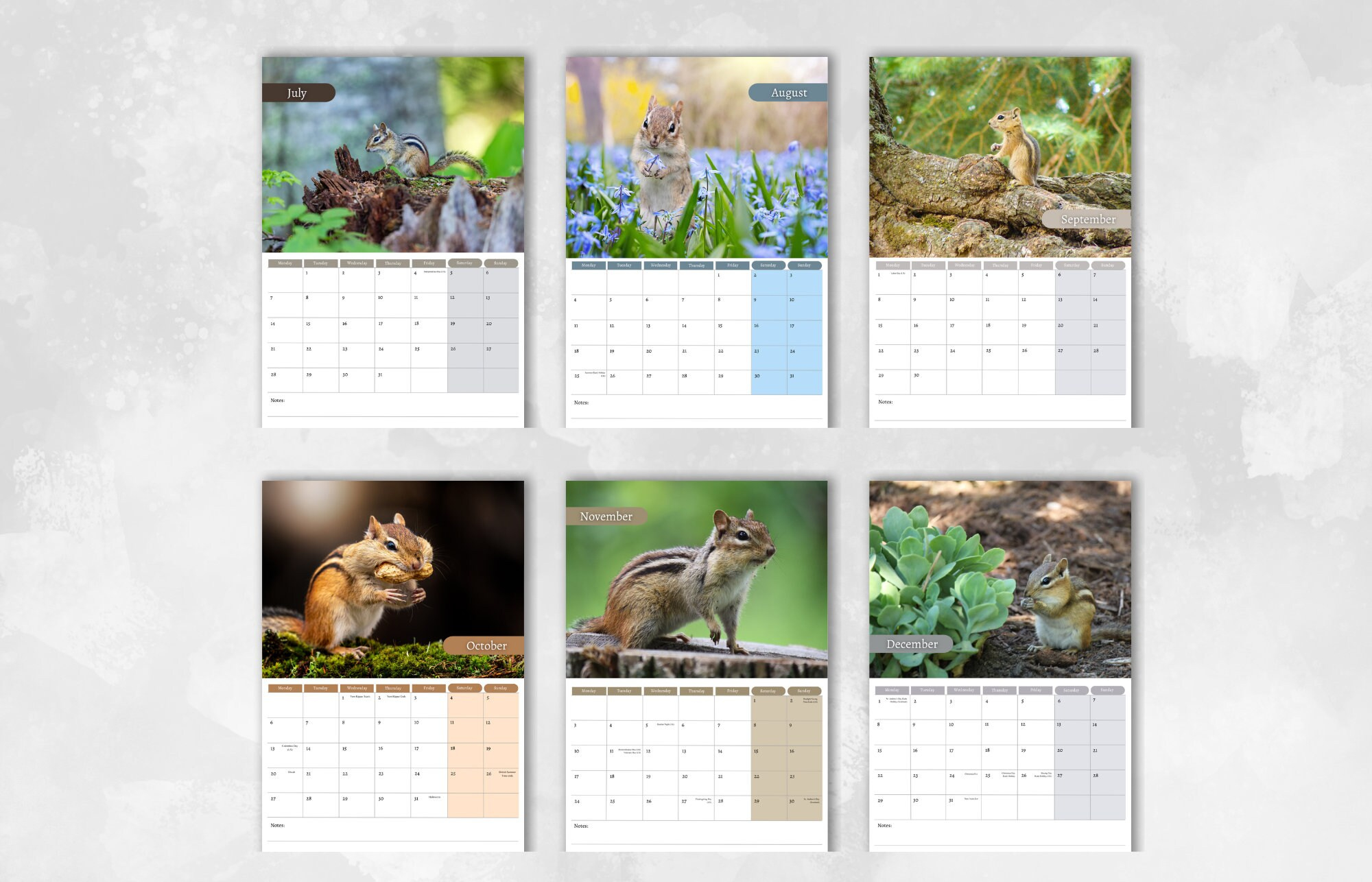 Chipmunk Calendar 2025: Monthly Wall Calendar With Notes, Hanging inside Chipmunks Gone Nuts 2025 Calendar Printable