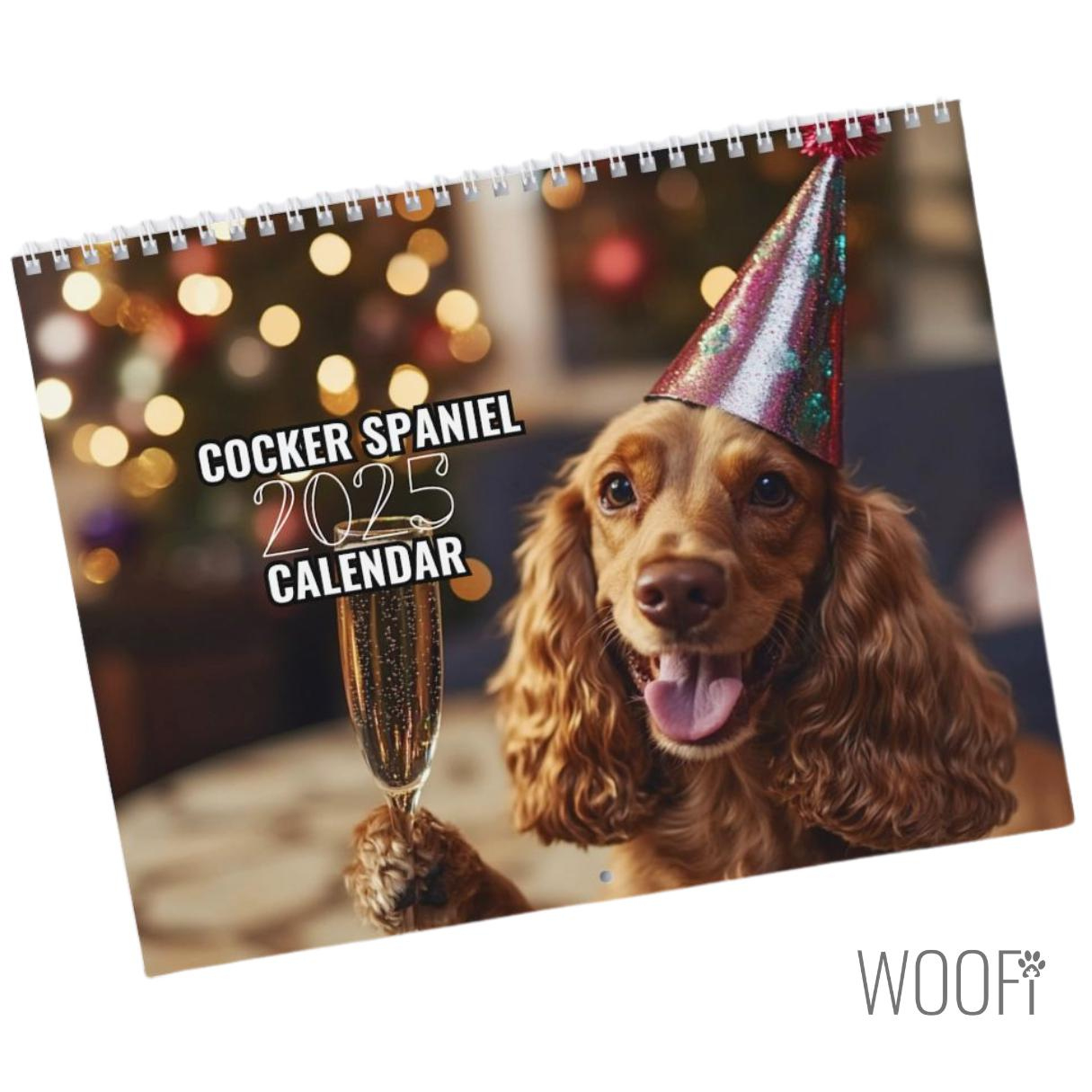 Cocker Spaniel Calendar 2025, 12 Month Hanging Wall Calendar with Just Cocker Spaniels 2025 Calendar Printable