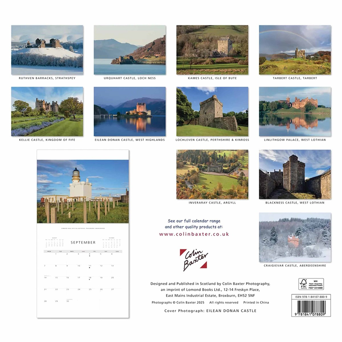 Colin Baxter, Scottish Castles Calendar 2026 with Castles 2025 Calendar Printable