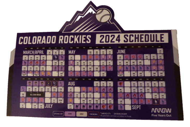 MLB Colorado Rockies 2025 Calendar Printable