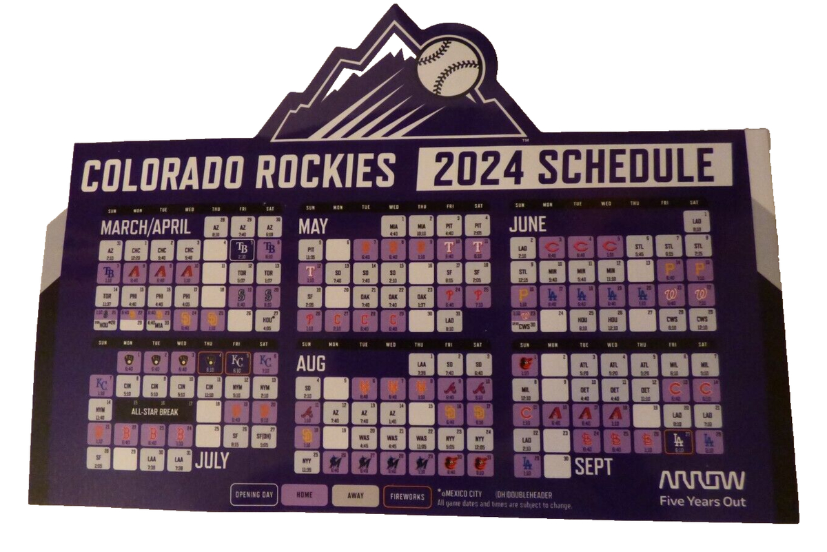 Colorado Rockies 2024 Magnetic Schedule Sga Opening Day | Ebay within Mlb Colorado Rockies 2025 Calendar Printable