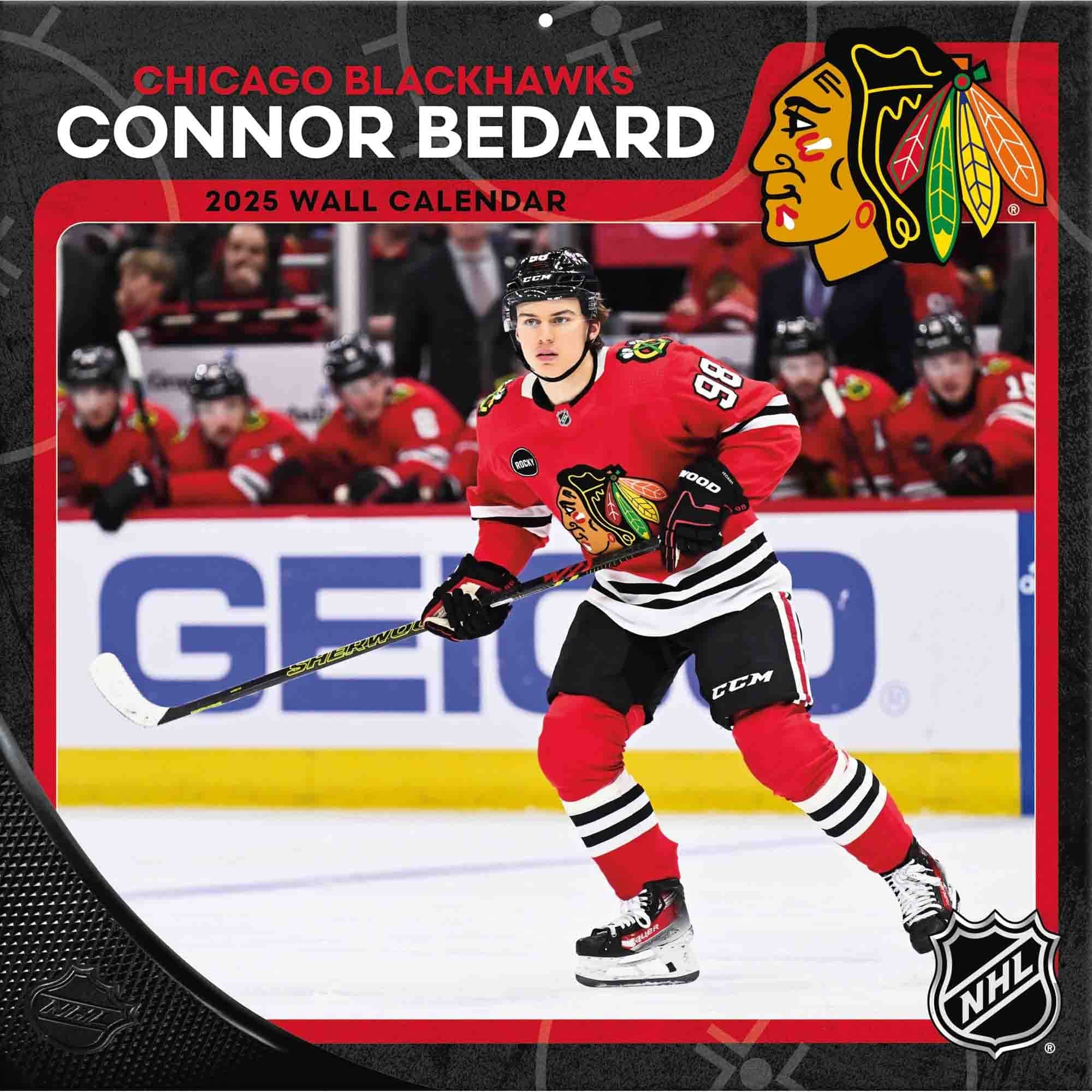 Connor Bedard Chicago Blackhawks 2025 Nhl Wall Calendar | Cheap within Nhl Chicago Blackhawks 2025 Calendar Printable