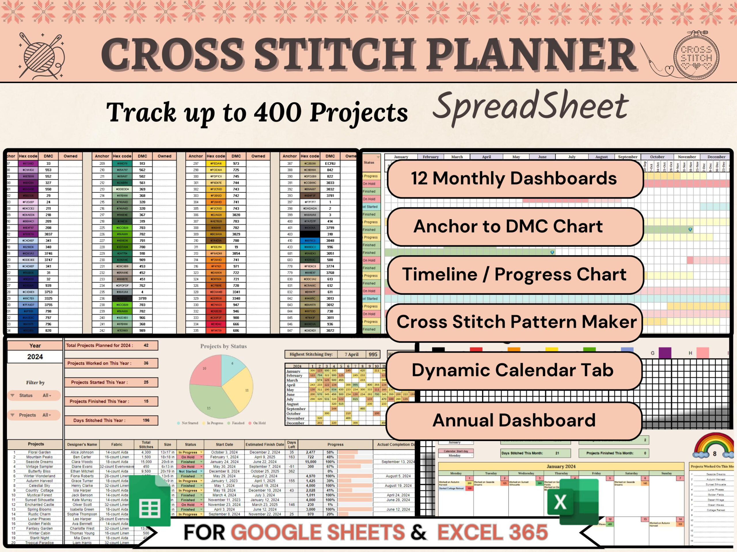 Cross Stitch Planner 2025 - Etsy inside Cross Stitch Lyrics 2025 Calendar Printable