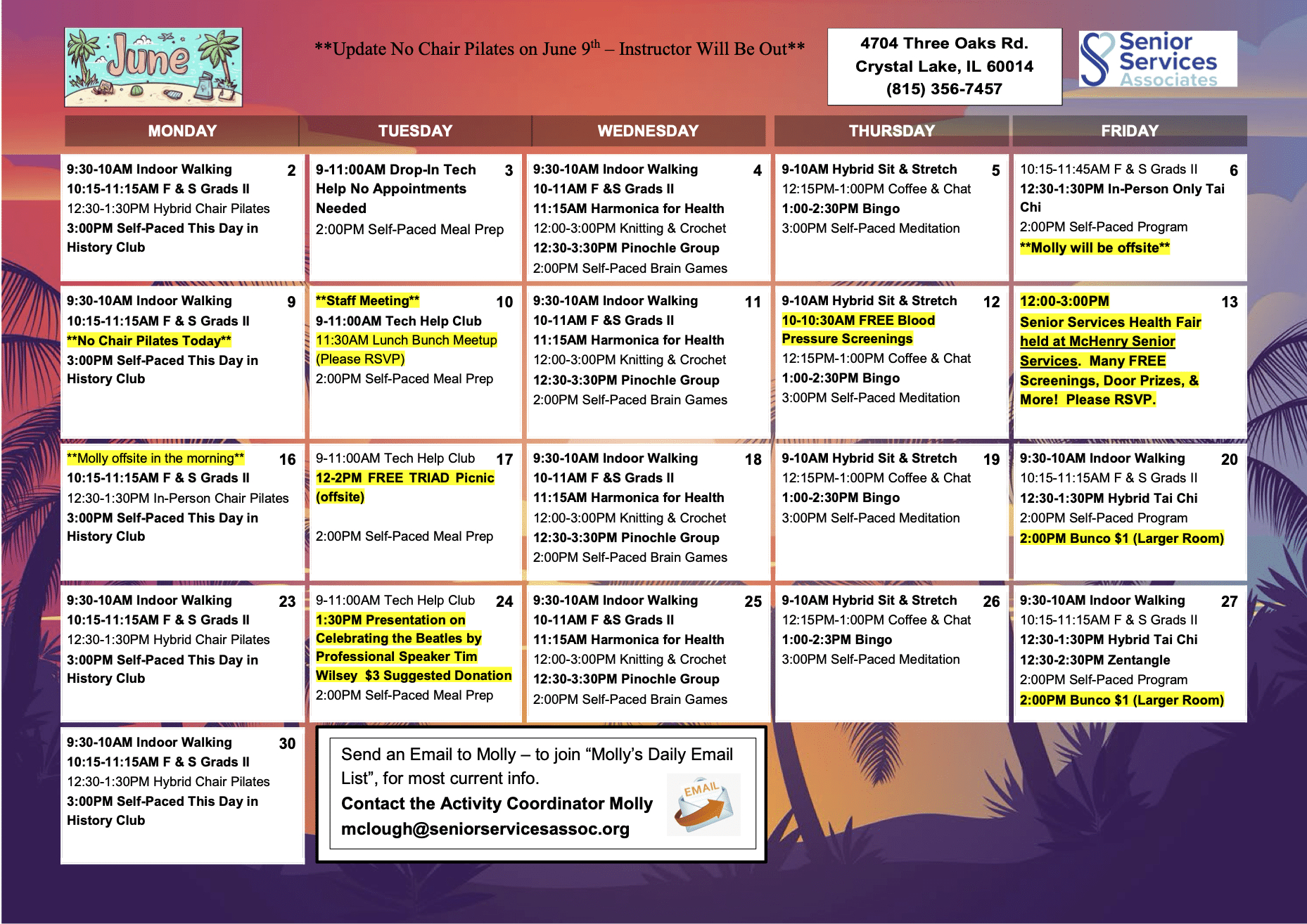Crystal Lake Events - Senior Services Associates, Inc. within June Activity Calendar For Seniors 2025