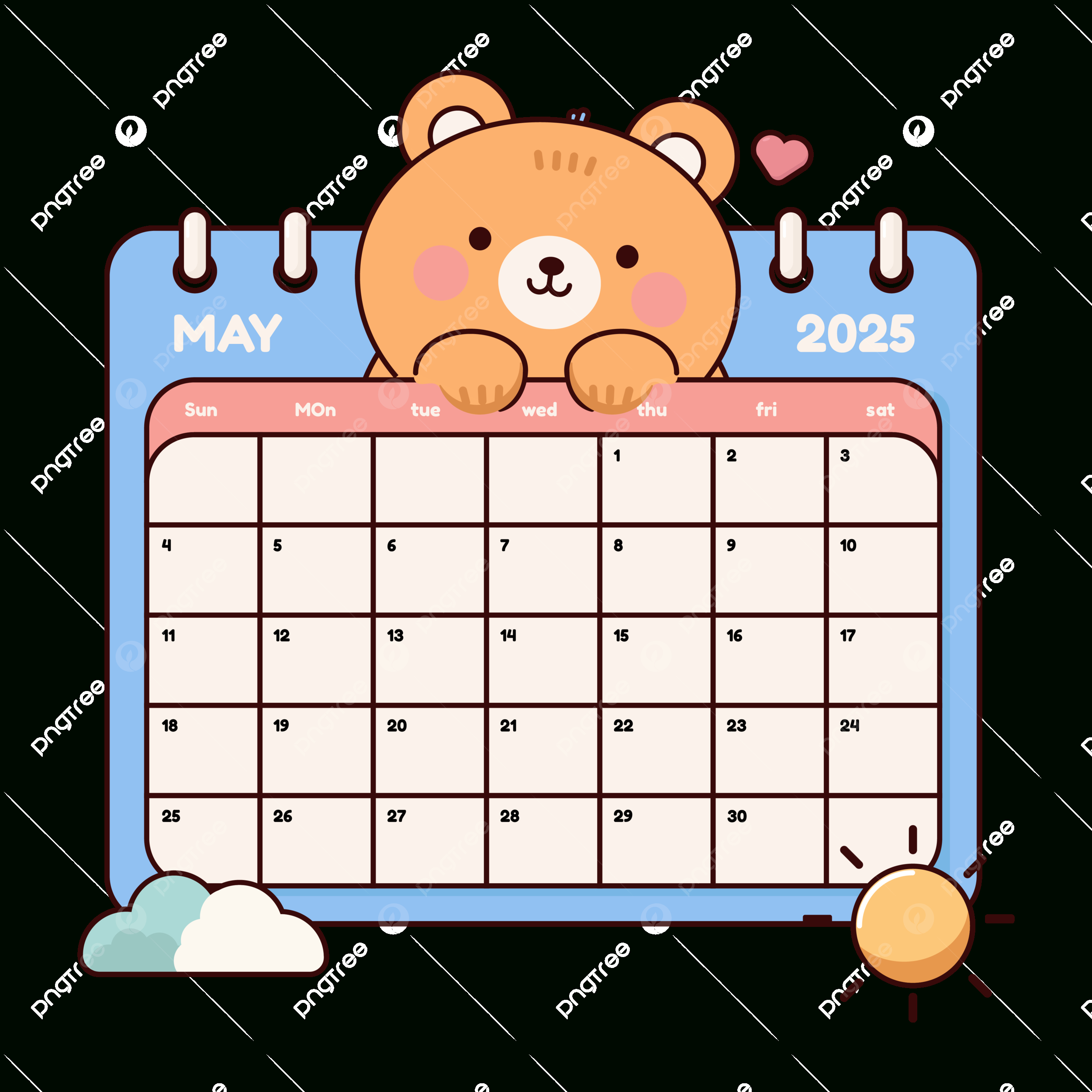 Cute Cartoon Bear With May 2025 Calendar Schedule Concept Vector with regard to Cartoon A Day 2025 Calendar Printable
