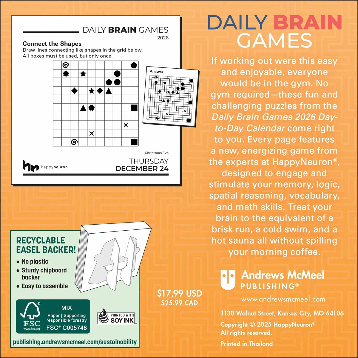 Daily Brain Games Desk Calendar 2026 pertaining to Brain Games 2025 Calendar Printable