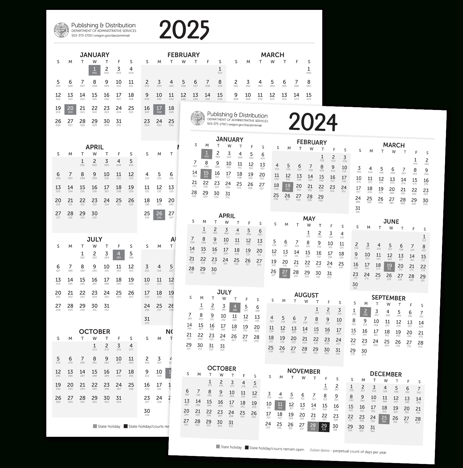 Department Of Administrative Services : Calendars : Publishing within Oregon 2025 Calendar Printable