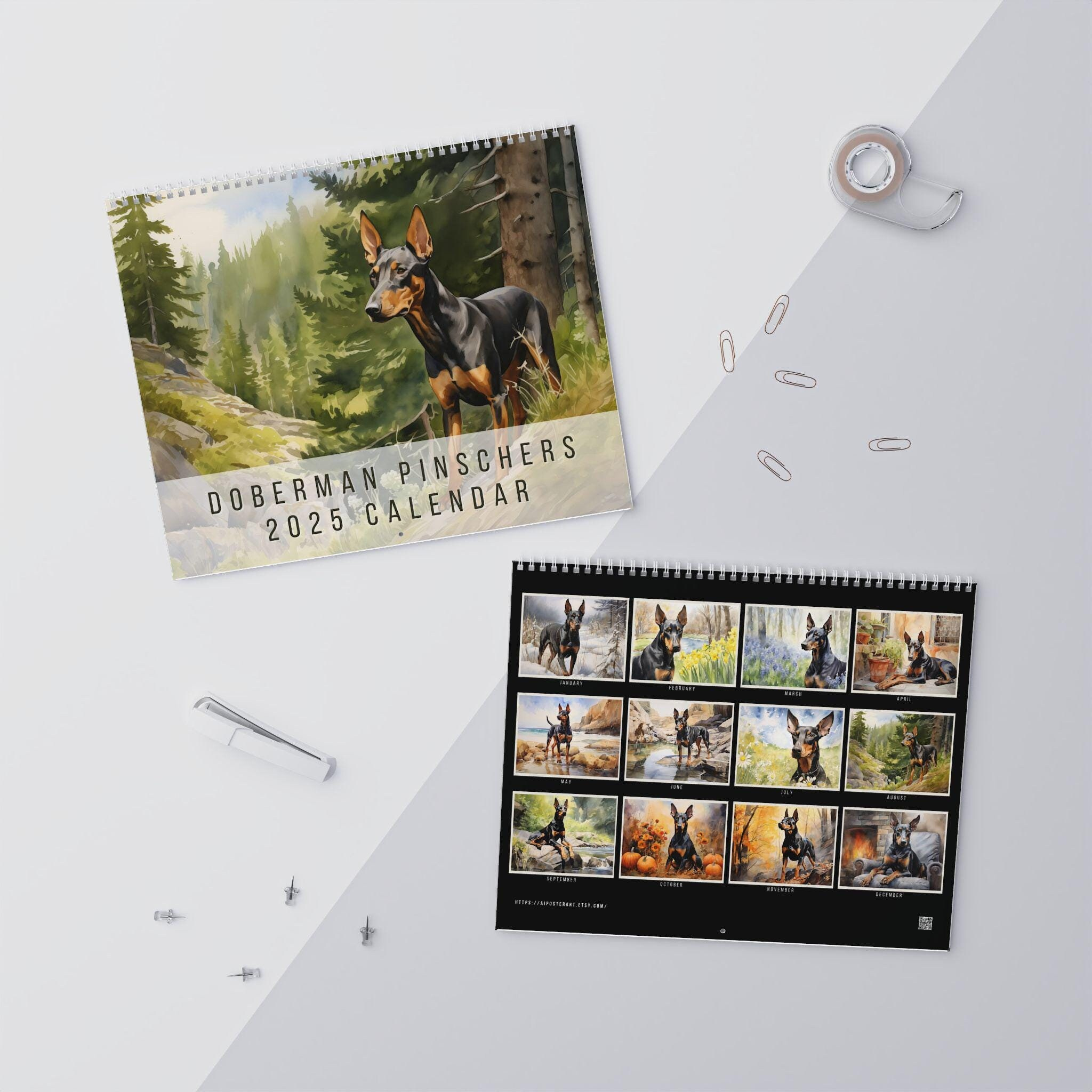 Doberman Pinschers Wall Calendar - 2025 Calendar Featuring 12 in Just Dobermans 2025 Calendar Printable
