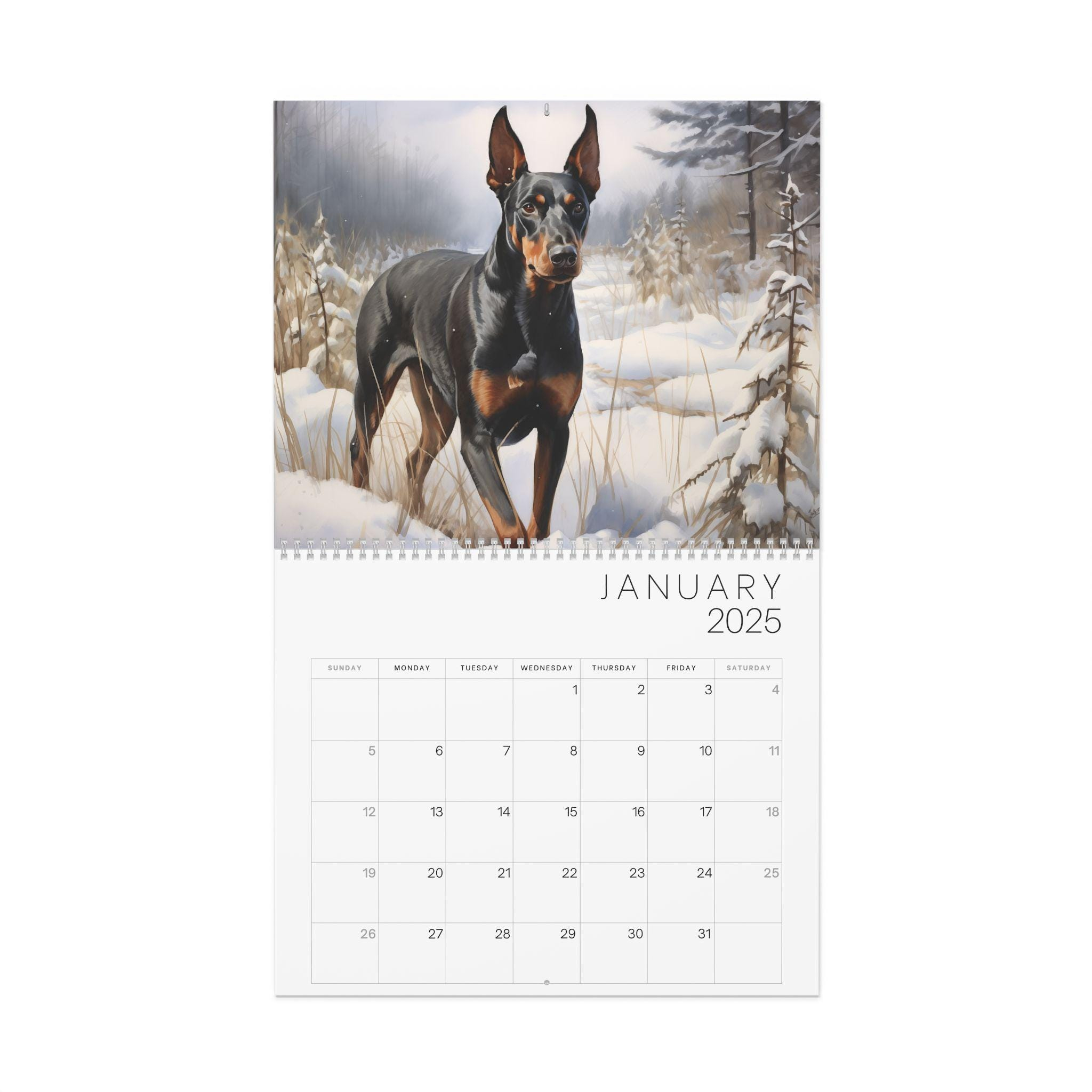 Doberman Pinschers Wall Calendar - 2025 Calendar Featuring 12 throughout Just Dobermans 2025 Calendar Printable