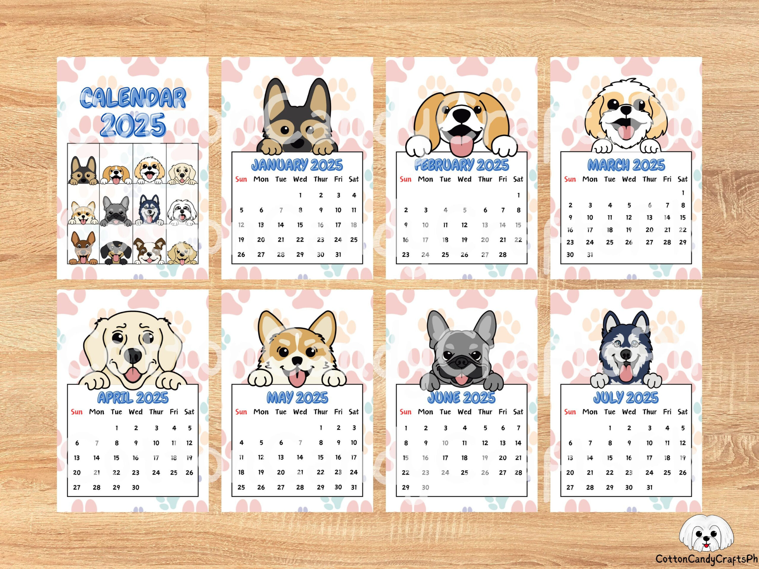 Dog Calendar 2025, Calendar 2025, Printable Desk Calendar, Mini intended for What Dogs Teach Us 2025 Calendar Printable