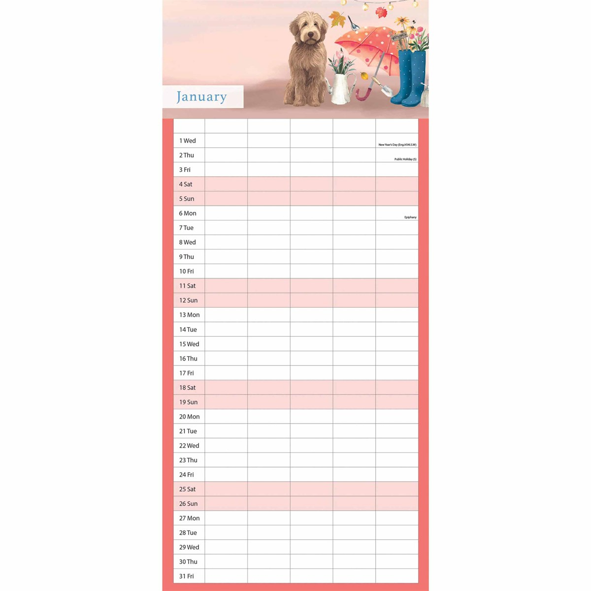 Dogs &amp;amp; Wellies Slim Planner 2025 with Naptime Dogs 2025 Calendar Printable