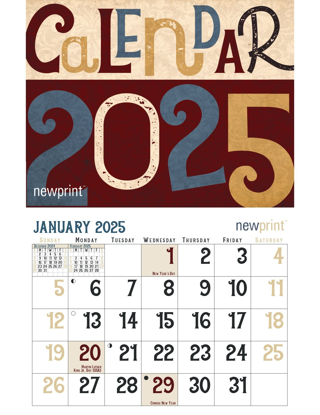 Download 2025 Free Wall Calendar Template | Typography Inspired with Route 66 2025 Calendar Printable