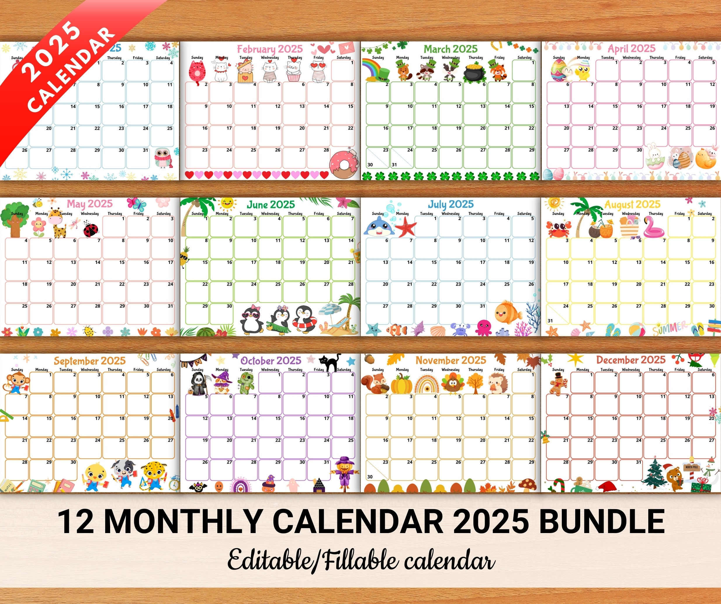 Editable 2025 Calendars, Cute Monthly Calendar For Kids, Printable inside Animal Masterpieces 2025 Calendar Printable